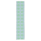 Blauwgroen en groen boho patroon korte tafelloper (Voorkant)