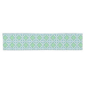 Blauwgroen en groen boho patroon korte tafelloper (Horizontaal)