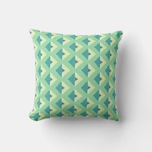 Blauwgroen en groen diamantpatroon kussen