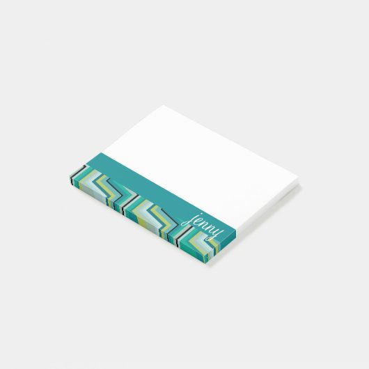 Blauwgroen en groene jenny post-it® notes (Schuin)