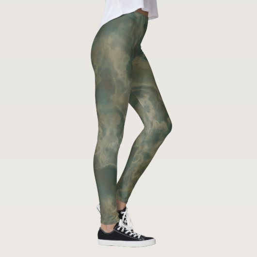 Blauwgroen en groene marmer leggings (Rechts)
