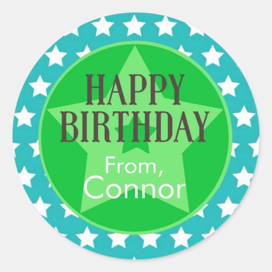 Blauwgroen en groene sterren Aangepaste Stickers v (Voorkant)