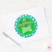 Blauwgroen en groene sterren Aangepaste Stickers v (Envelop)