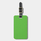 Blauwgroen en kalkgroen Chevron Pattern Bagagelabel (Voorkant verticaal)