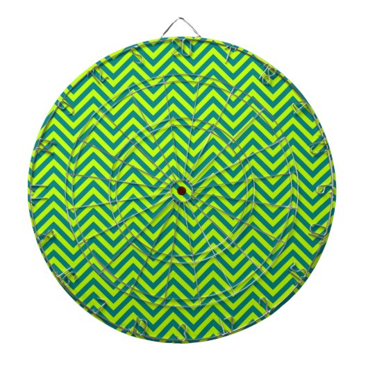 Blauwgroen en kalkgroen Chevron Pattern Dartbord (Voorkant)