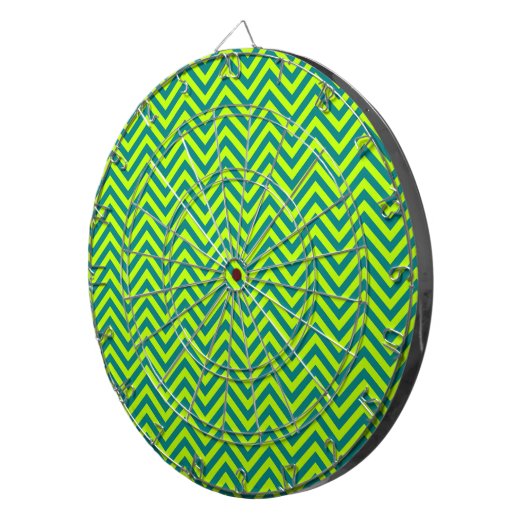 Blauwgroen en kalkgroen Chevron Pattern Dartbord (Voorkant Rechts)