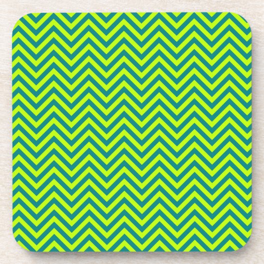 Blauwgroen en kalkgroen Chevron Pattern Drankjes Onderzetter (Voorkant)