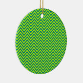 Blauwgroen en kalkgroen Chevron Pattern Keramisch Ornament (Rechts)