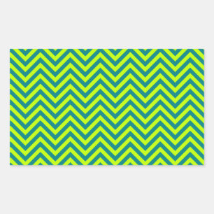 Blauwgroen en kalkgroen Chevron Pattern Rechthoekige Sticker