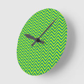 Blauwgroen en kalkgroen Chevron Pattern Ronde Klok (Hoek)