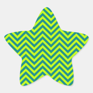 Blauwgroen en kalkgroen Chevron Pattern Ster Sticker