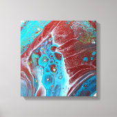 Blauwgroen en koperacryl Abstract Canvas Afdruk (Voorkant)