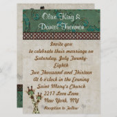 Blauwgroen en koperen Giraffes Weddenschap Kaart (Voorkant / Achterkant)