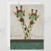 Blauwgroen en koperen Giraffes Weddenschap Kaart (Achterkant)