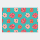 Blauwgroen en koraal Berry Pattern Inpakpapier Vel (Voorkant 2)