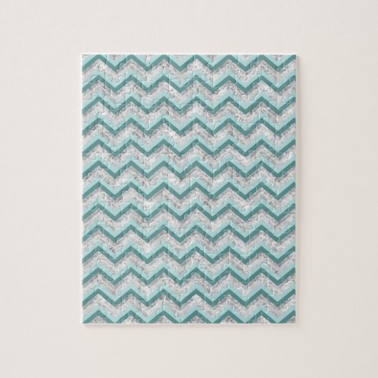 Blauwgroen en kristal zigzagpatroon legpuzzel (Verticaal)