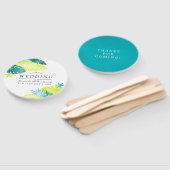 Blauwgroen en Lemon Tropical Wedding Favor Handwaaier (Niet-gemonteerd)