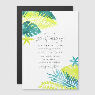 Blauwgroen en Lemon Tropical Wedding Magnetische Uitnodiging