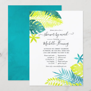 Blauwgroen en Lemon Tropisch Baby shower per post Kaart