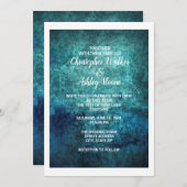 Blauwgroen en marineblauwe Waterverf bruiloft Kaart (Voorkant / Achterkant)