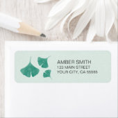 Blauwgroen en Mint Groen Waterverf Ginkgo Leaf Tri Etiket (Insitu)