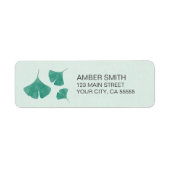 Blauwgroen en Mint Groen Waterverf Ginkgo Leaf Tri Etiket (Voorkant)
