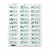 Blauwgroen en Mint Groen Waterverf Ginkgo Leaf Tri Etiket (Full Sheet)