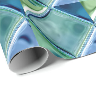 Blauwgroen en Navy Glass Mosaic Tile Art Cadeaupapier
