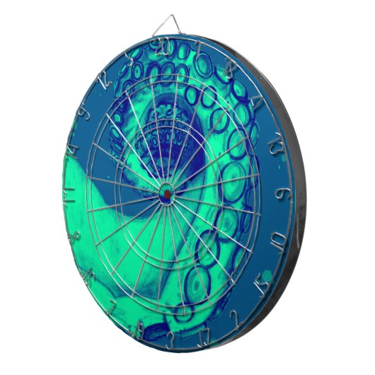 Blauwgroen en Navy Nautical Octopus Tentacle Dartbord (Voorkant Rechts)