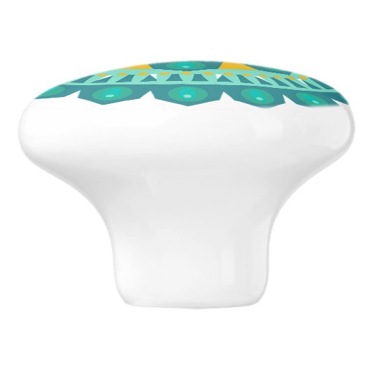 Blauwgroen en Oranje Mandala Knob Keramische Knop (Zijkant)