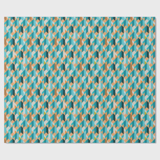 Blauwgroen en Oranje modellen Cadeaupapier (Vlak)