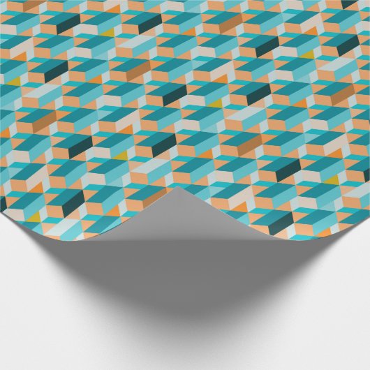 Blauwgroen en Oranje modellen Cadeaupapier (Hoek)