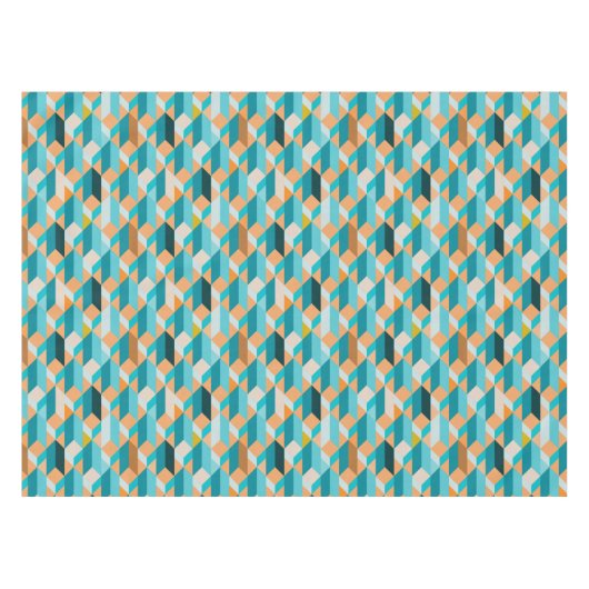 Blauwgroen en Oranje modellen Tafelkleed (Voorkant (Horizontaal))