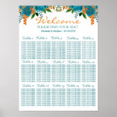 Blauwgroen en Oranje zweetzaaikaart Poster (Voorkant)