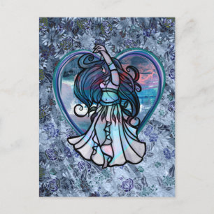 Blauwgroen en Paars Belly Dancer Love Heart Briefkaart