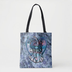 Blauwgroen en Paars Belly Dancer Love Heart Draagtas