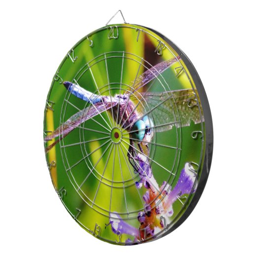 Blauwgroen en paarse dragonvlieg dartbord (Voorkant Rechts)