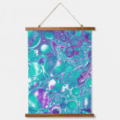 Blauwgroen en Paarse marmer fluid Art Hanging Tape Hangend Wandkleed (Voorkant 2)