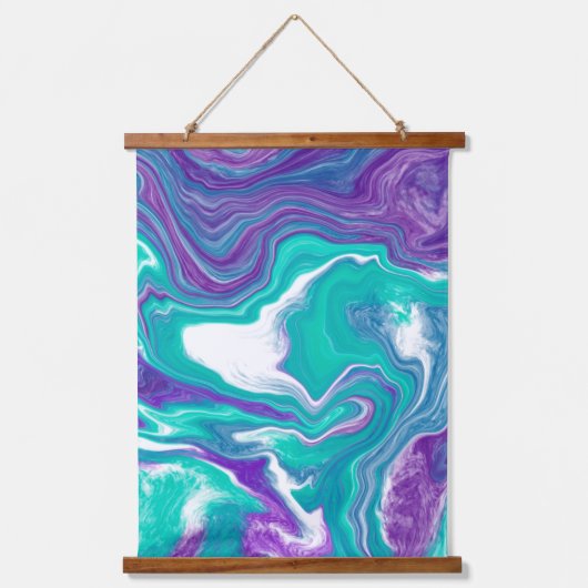 Blauwgroen en Paarse marmer fluid Art Hanging Tape Hangend Wandkleed (Voorkant 3)