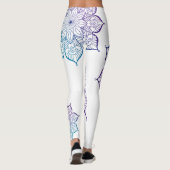Blauwgroen en Paarse Ombre Faux Glitter Mandalas, Leggings (Achterkant)