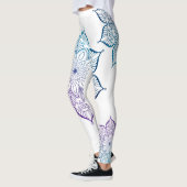 Blauwgroen en Paarse Ombre Faux Glitter Mandalas, Leggings (Links)