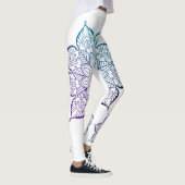 Blauwgroen en Paarse Ombre Faux Glitter Mandalas, Leggings (Rechts)