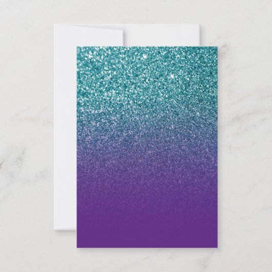 Blauwgroen en Paarse Ombre Glitter sparen de Datum Kaart (Achterkant)