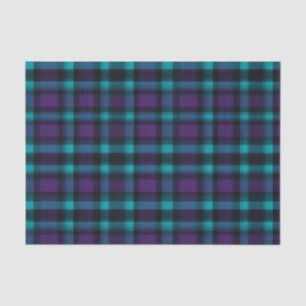 Blauwgroen en paarse plaid tissuepapier
