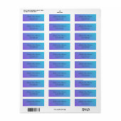 Blauwgroen en Paarse retouradres Etiket (Full Sheet)