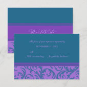 Blauwgroen en Paarse RSVP-trouwkaart RSVP Kaartje (Voorkant / Achterkant)