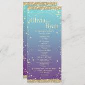 Blauwgroen en Paarse Rustieke Ombre" Huwelijk Programma (Voorkant / Achterkant)