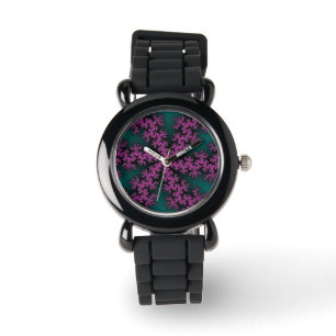 Blauwgroen en Paarse Snowflake Horloge