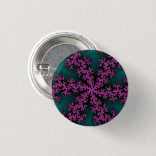 Blauwgroen en Paarse Snowflake Ronde Button 3,2 Cm