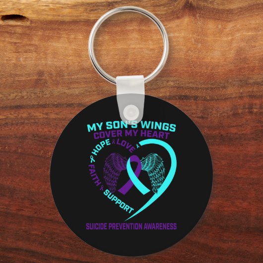 Blauwgroen en Paarse Suicide Prevention Awareness  Sleutelhanger (Voorkant)